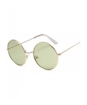 Small Round Sunglasses Women Famous Vintage Sun Glasses Female Retro Personality Metal Eyewear Style - Goldgreen - C7198A79Z6...