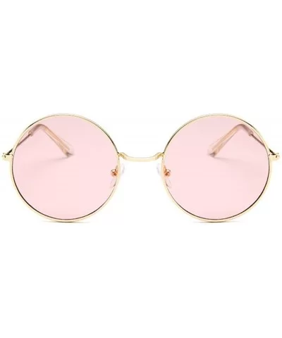 Small Round Sunglasses Women Famous Vintage Sun Glasses Female Retro Personality Metal Eyewear Style - Goldgreen - C7198A79Z6...