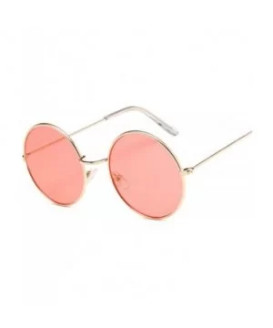 Small Round Sunglasses Women Famous Vintage Sun Glasses Female Retro Personality Metal Eyewear Style - Goldgreen - C7198A79Z6...