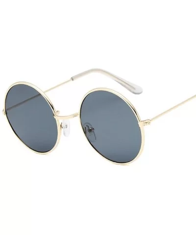 Small Round Sunglasses Women Famous Vintage Sun Glasses Female Retro Personality Metal Eyewear Style - Goldgreen - C7198A79Z6...