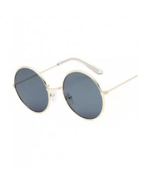 Small Round Sunglasses Women Famous Vintage Sun Glasses Female Retro Personality Metal Eyewear Style - Goldgreen - C7198A79Z6...