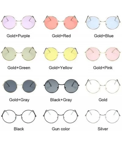 Small Round Sunglasses Women Famous Vintage Sun Glasses Female Retro Personality Metal Eyewear Style - Goldgreen - C7198A79Z6...