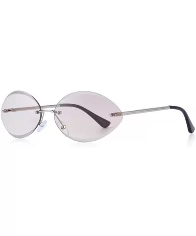 DESIGN Women Rimless Oval Sunglasses Gradient Lens UV400 Protection C02 Blue - C04 Light Purple - CJ18YNDEDR4 $7.61 Oval