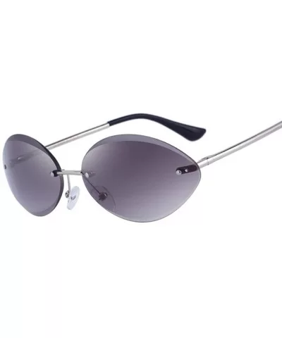 DESIGN Women Rimless Oval Sunglasses Gradient Lens UV400 Protection C02 Blue - C04 Light Purple - CJ18YNDEDR4 $7.61 Oval