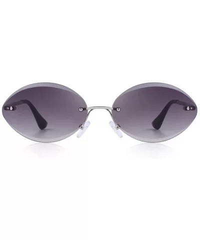 DESIGN Women Rimless Oval Sunglasses Gradient Lens UV400 Protection C02 Blue - C04 Light Purple - CJ18YNDEDR4 $7.61 Oval