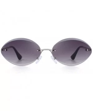 DESIGN Women Rimless Oval Sunglasses Gradient Lens UV400 Protection C02 Blue - C04 Light Purple - CJ18YNDEDR4 $7.61 Oval