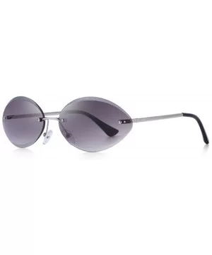 DESIGN Women Rimless Oval Sunglasses Gradient Lens UV400 Protection C02 Blue - C04 Light Purple - CJ18YNDEDR4 $7.61 Oval