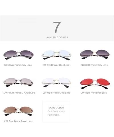 DESIGN Women Rimless Oval Sunglasses Gradient Lens UV400 Protection C02 Blue - C04 Light Purple - CJ18YNDEDR4 $7.61 Oval