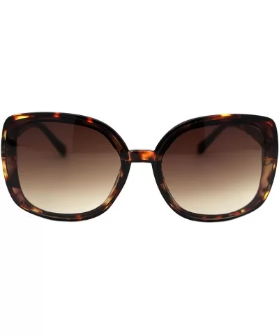 Designer Style Sunglasses Womens Chic Square Frame Shades UV 400 - Tortoise (Brown) - C61963S49AO $9.90 Square