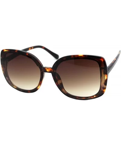 Designer Style Sunglasses Womens Chic Square Frame Shades UV 400 - Tortoise (Brown) - C61963S49AO $9.90 Square