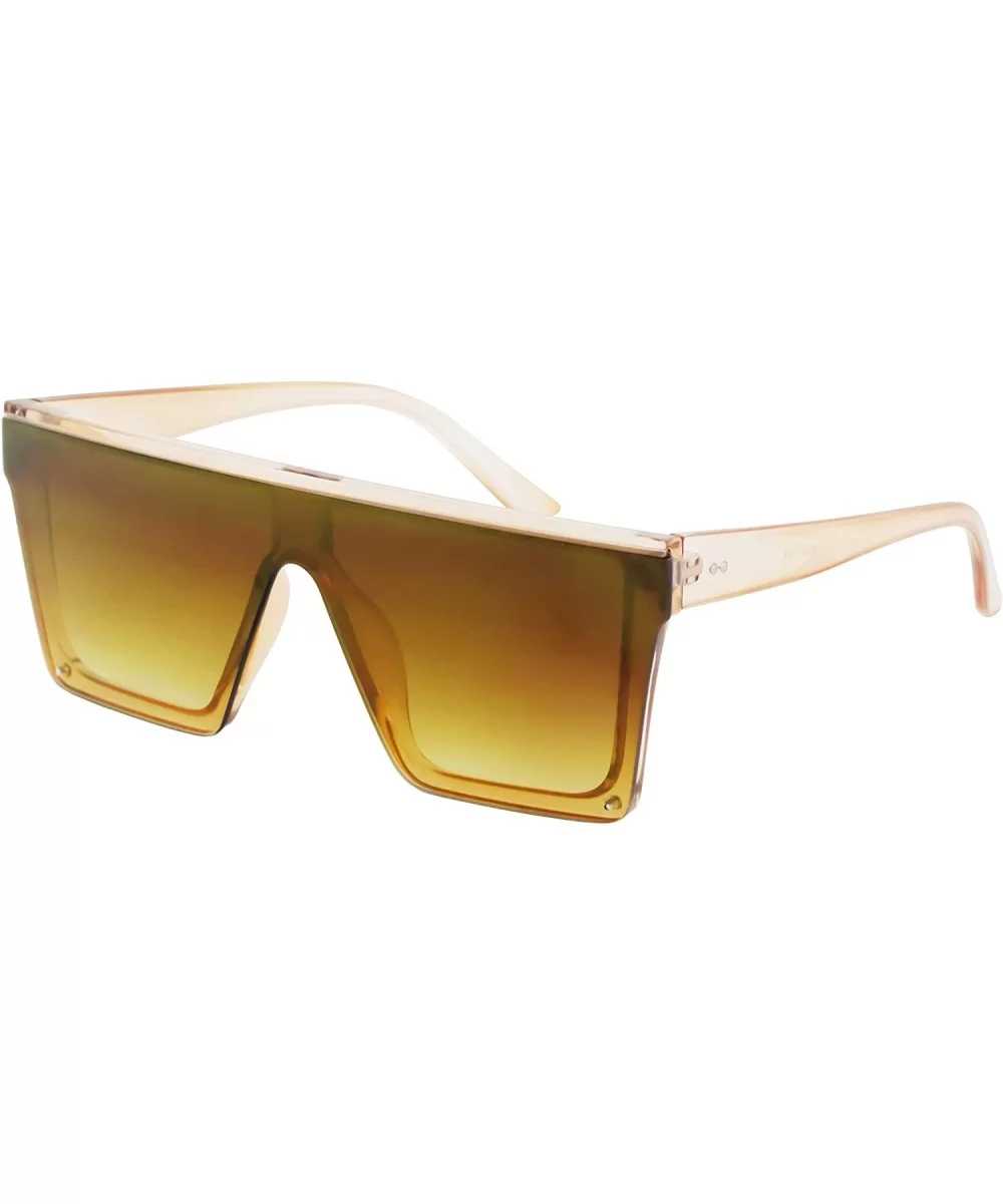 Fashion Oversized Sunglasses Semi Rimless Gold Brown - Gold-brown Mirror - C418XI5DEQ5 $10.71 Square