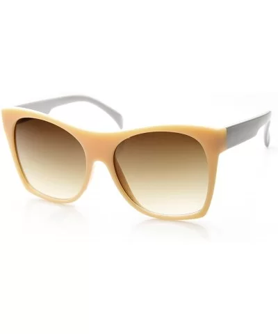 Womens Oversized High Temple Square Frame Cat Eye Sunglasses - Peach-grey Amber - C411YEJ88EF $7.20 Cat Eye