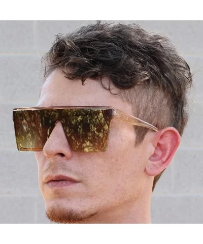 Fashion Oversized Sunglasses Semi Rimless Gold Brown - Gold-brown Mirror - C418XI5DEQ5 $10.71 Square