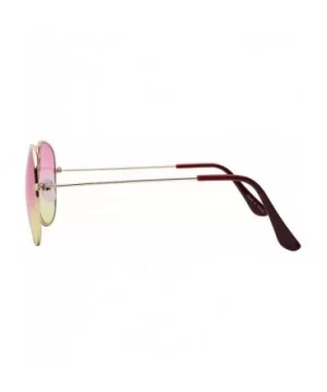 Classic Aviator Style Sunglasses Two Tone Shades Color Lens Gold Metal Frame - 064-pink-green - CF18L0ZXELX $8.43 Aviator