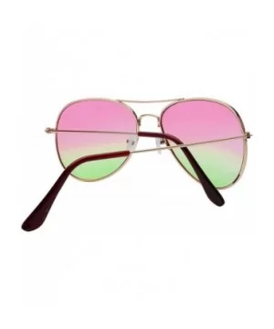 Classic Aviator Style Sunglasses Two Tone Shades Color Lens Gold Metal Frame - 064-pink-green - CF18L0ZXELX $8.43 Aviator