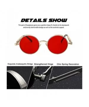 Polarized Sunglasses UV Protection-Retro Round Sunglasses for Women Men - Gold Frame/Red Len - C1199N2I7W6 $12.36 Round