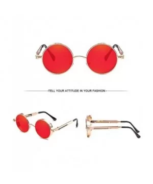 Polarized Sunglasses UV Protection-Retro Round Sunglasses for Women Men - Gold Frame/Red Len - C1199N2I7W6 $12.36 Round