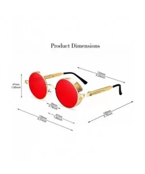 Polarized Sunglasses UV Protection-Retro Round Sunglasses for Women Men - Gold Frame/Red Len - C1199N2I7W6 $12.36 Round