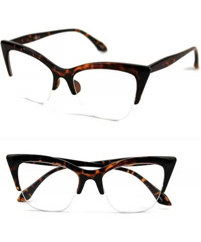 1950's Vintage style Cat Eye Clear Lens Glasses P4022CL - Tortoise - CK17YQU3HHO $6.38 Cat Eye