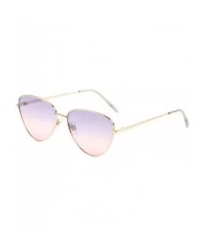 Round Cat Eye Thin Metal Frame Oceanic Color Sunglasses - Blue Pink Gold - CQ197N0E7WI $8.31 Cat Eye