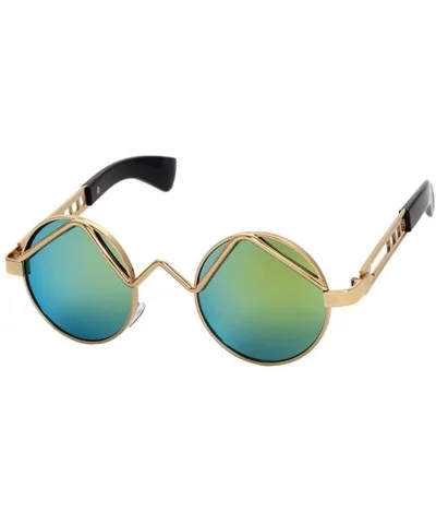 Women Men Fashion Sunglasses Round Metal Frame UV400 Classics Outdoor Vintage Eyewear Sunglass - Gold - CC183LRY4XH $6.91 Round