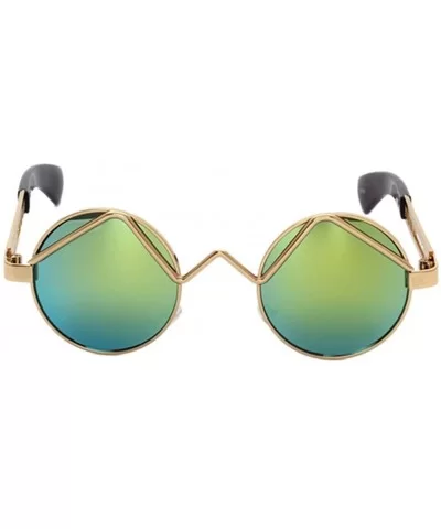 Women Men Fashion Sunglasses Round Metal Frame UV400 Classics Outdoor Vintage Eyewear Sunglass - Gold - CC183LRY4XH $6.91 Round