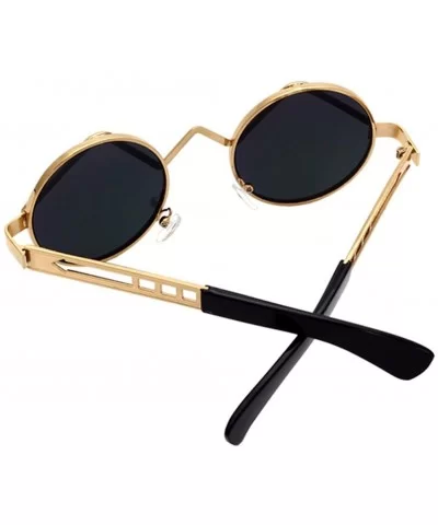 Women Men Fashion Sunglasses Round Metal Frame UV400 Classics Outdoor Vintage Eyewear Sunglass - Gold - CC183LRY4XH $6.91 Round