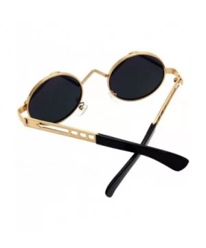 Women Men Fashion Sunglasses Round Metal Frame UV400 Classics Outdoor Vintage Eyewear Sunglass - Gold - CC183LRY4XH $6.91 Round