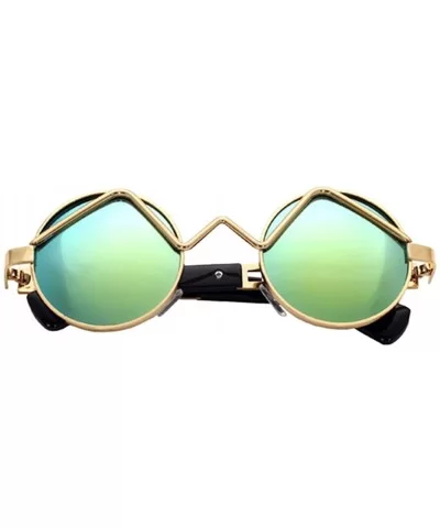 Women Men Fashion Sunglasses Round Metal Frame UV400 Classics Outdoor Vintage Eyewear Sunglass - Gold - CC183LRY4XH $6.91 Round