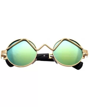 Women Men Fashion Sunglasses Round Metal Frame UV400 Classics Outdoor Vintage Eyewear Sunglass - Gold - CC183LRY4XH $6.91 Round