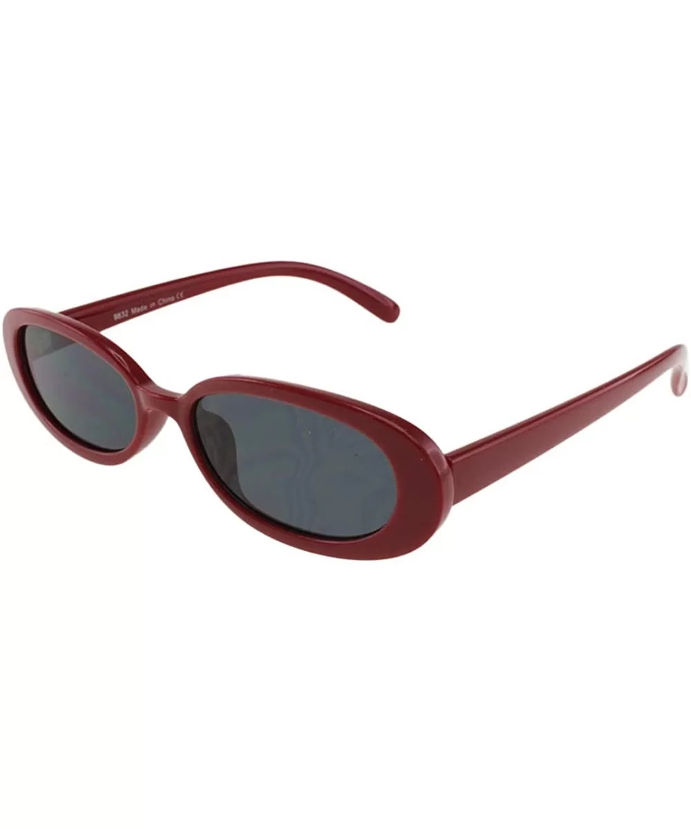 Blair - Womens Fashion Skinny Slim Oval Sunglasses - Red - C418ROTGE2I $8.43 Oval