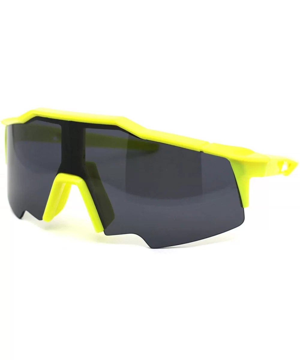 Mens XL Oversize Shield Robotic Plastic Sport Sunglasses - Yellow Black - C41969YH3GA $7.60 Sport