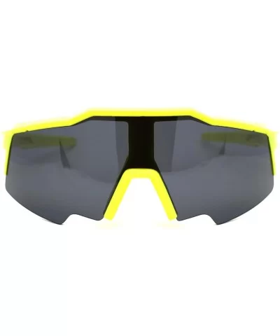 Mens XL Oversize Shield Robotic Plastic Sport Sunglasses - Yellow Black - C41969YH3GA $7.60 Sport