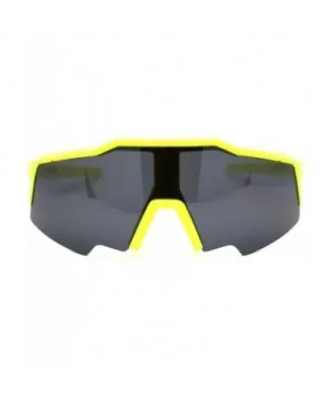 Mens XL Oversize Shield Robotic Plastic Sport Sunglasses - Yellow Black - C41969YH3GA $7.60 Sport