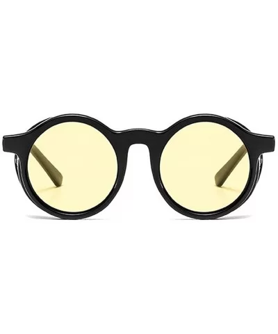 2020 New Transparent Color Punk Flip Sunglasses Men Women Fashion UV400 Round Glasses - Black&yellow - CS1935DEC44 $10.14 Round