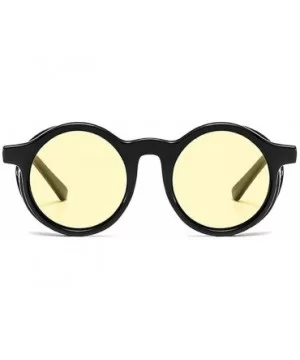 2020 New Transparent Color Punk Flip Sunglasses Men Women Fashion UV400 Round Glasses - Black&yellow - CS1935DEC44 $10.14 Round