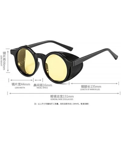 2020 New Transparent Color Punk Flip Sunglasses Men Women Fashion UV400 Round Glasses - Black&yellow - CS1935DEC44 $10.14 Round