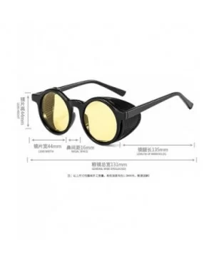 2020 New Transparent Color Punk Flip Sunglasses Men Women Fashion UV400 Round Glasses - Black&yellow - CS1935DEC44 $10.14 Round