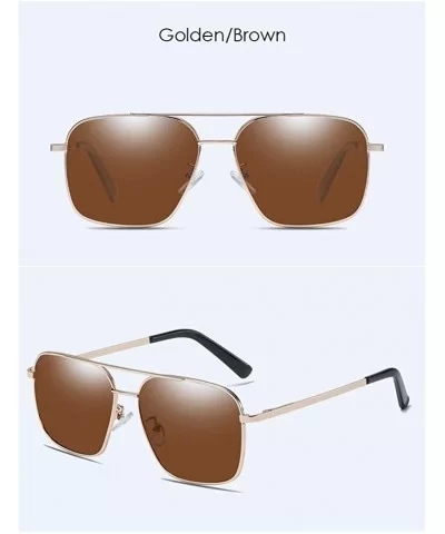 55 mm Square Polarized Sunglasses for Men - Gold - CX18L34D0A8 $20.49 Sport