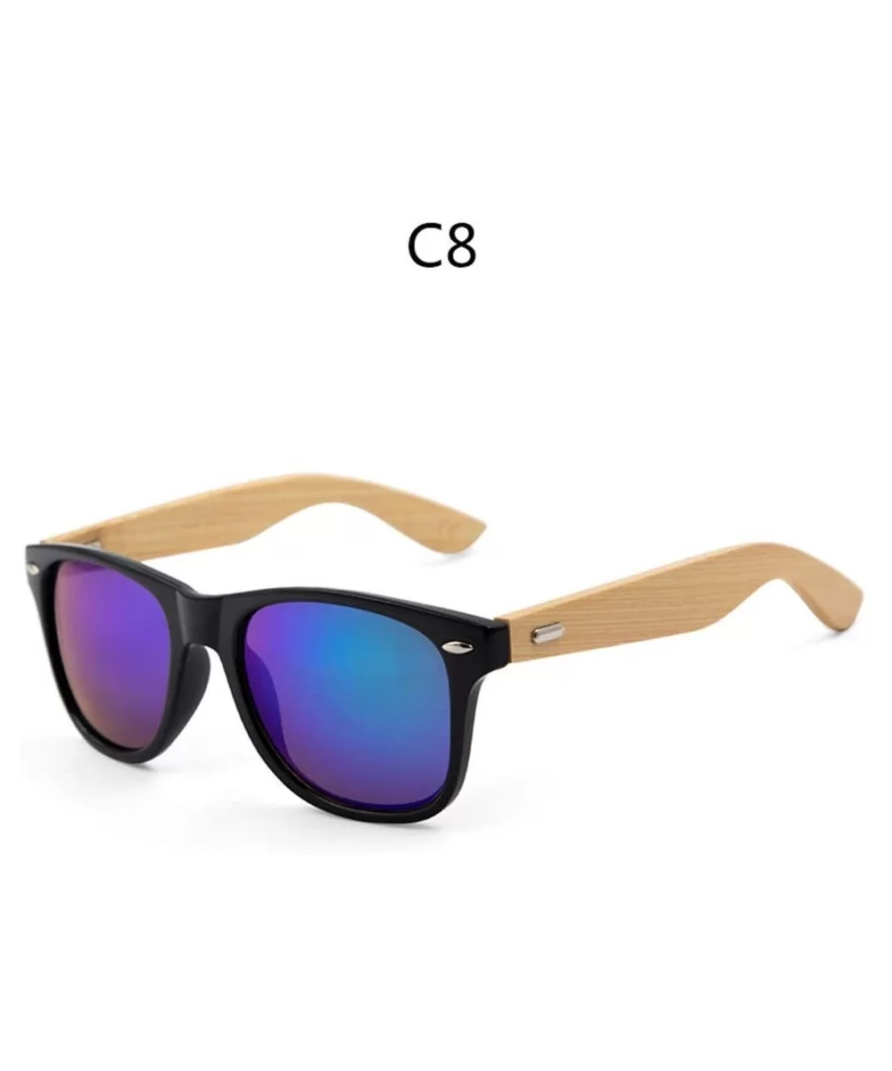 Retro Sunglasses Men Bamboo Sunglass Women Sport Goggles Gold Mirror Sun Glasses - C8 - CA194ONDKH6 $15.84 Square