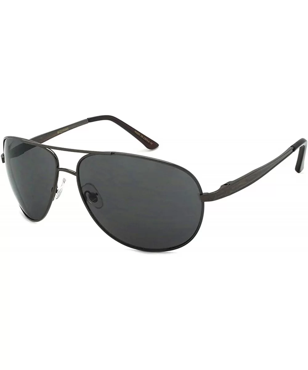 Pilot Big Aviator Sunglasses Spring Hinge for Men Women BG25006S - Gunmetal Frame/Gray Lens - CH12NDXGJQZ $6.25 Oval