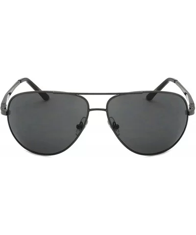 Pilot Big Aviator Sunglasses Spring Hinge for Men Women BG25006S - Gunmetal Frame/Gray Lens - CH12NDXGJQZ $6.25 Oval