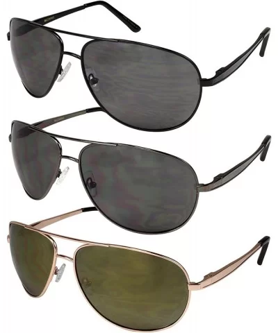 Pilot Big Aviator Sunglasses Spring Hinge for Men Women BG25006S - Gunmetal Frame/Gray Lens - CH12NDXGJQZ $6.25 Oval