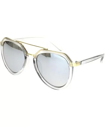 Womens Boyfriend Style Racer Mobster Sunglasses - Clear Silver Mirror - C418OC2ZGE5 $9.79 Round