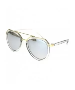 Womens Boyfriend Style Racer Mobster Sunglasses - Clear Silver Mirror - C418OC2ZGE5 $9.79 Round