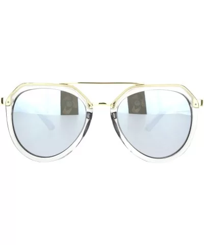 Womens Boyfriend Style Racer Mobster Sunglasses - Clear Silver Mirror - C418OC2ZGE5 $9.79 Round