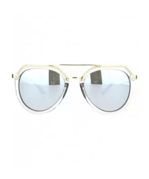 Womens Boyfriend Style Racer Mobster Sunglasses - Clear Silver Mirror - C418OC2ZGE5 $9.79 Round