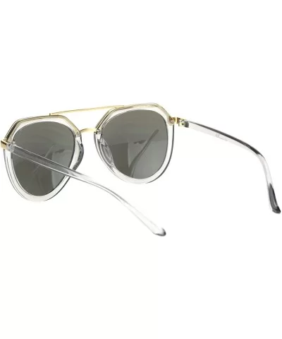 Womens Boyfriend Style Racer Mobster Sunglasses - Clear Silver Mirror - C418OC2ZGE5 $9.79 Round