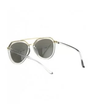 Womens Boyfriend Style Racer Mobster Sunglasses - Clear Silver Mirror - C418OC2ZGE5 $9.79 Round