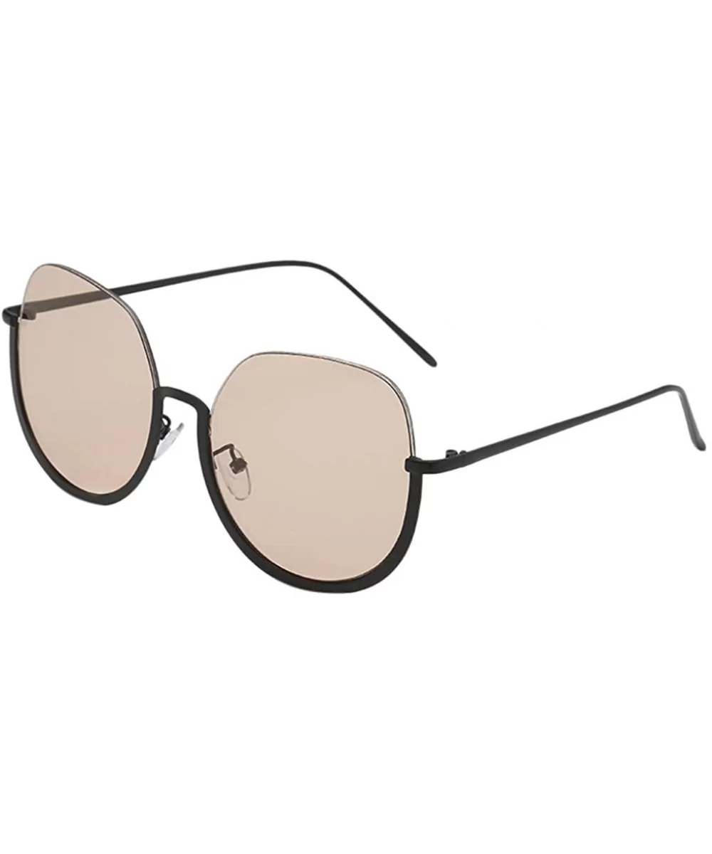 Oversize Vintage Sunglasses Protection - Coffee - CS1973DCTXZ $5.34 Rimless